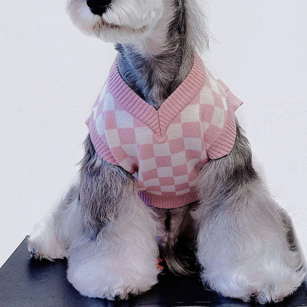 Cute Checkerboard Vest Sweater for Pets