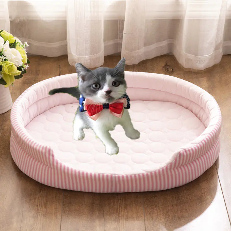 Cooling Pet Bed with Ice Silk Mat for All Seasons