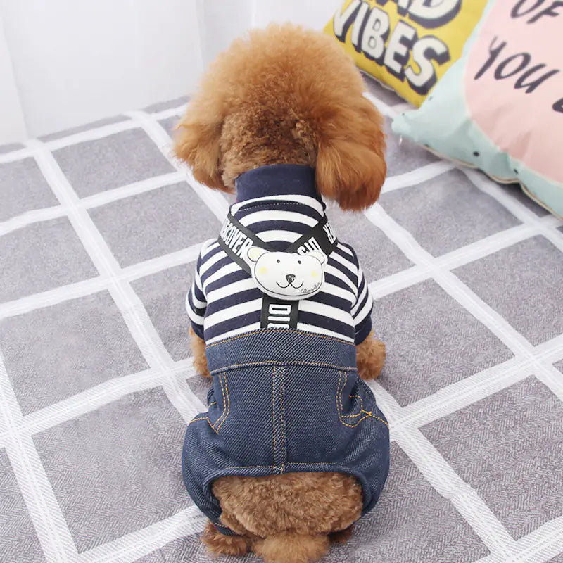 Casual Striped Strap Pants for Small Dogs