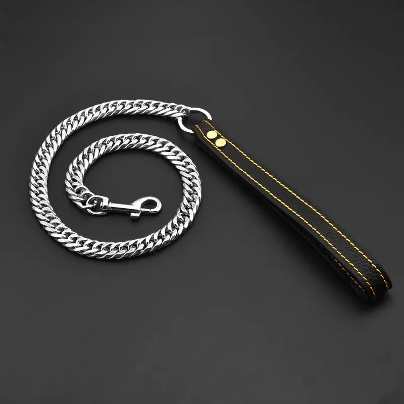 Titanium Wide Six-Sided Steel Dog Leash