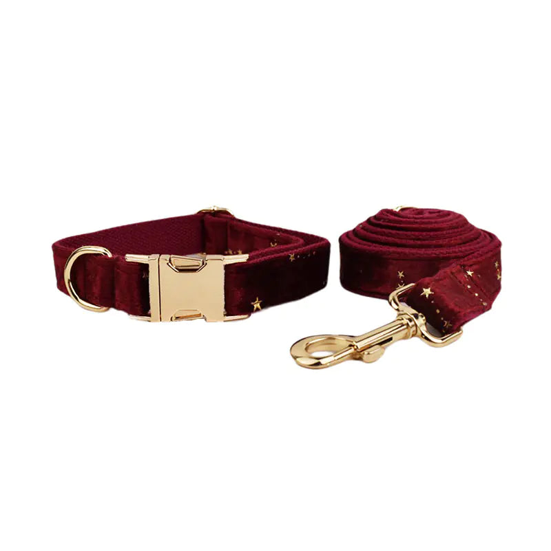 Velvet Pet Collar with Leash Attachment
