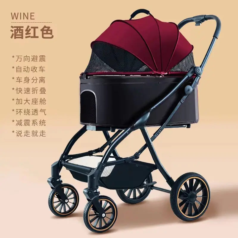 Automatic Folding Pet Stroller for Small Dogs and Cats