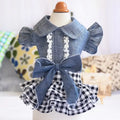 New Pet Denim Summer Dress with Flying Sleeves