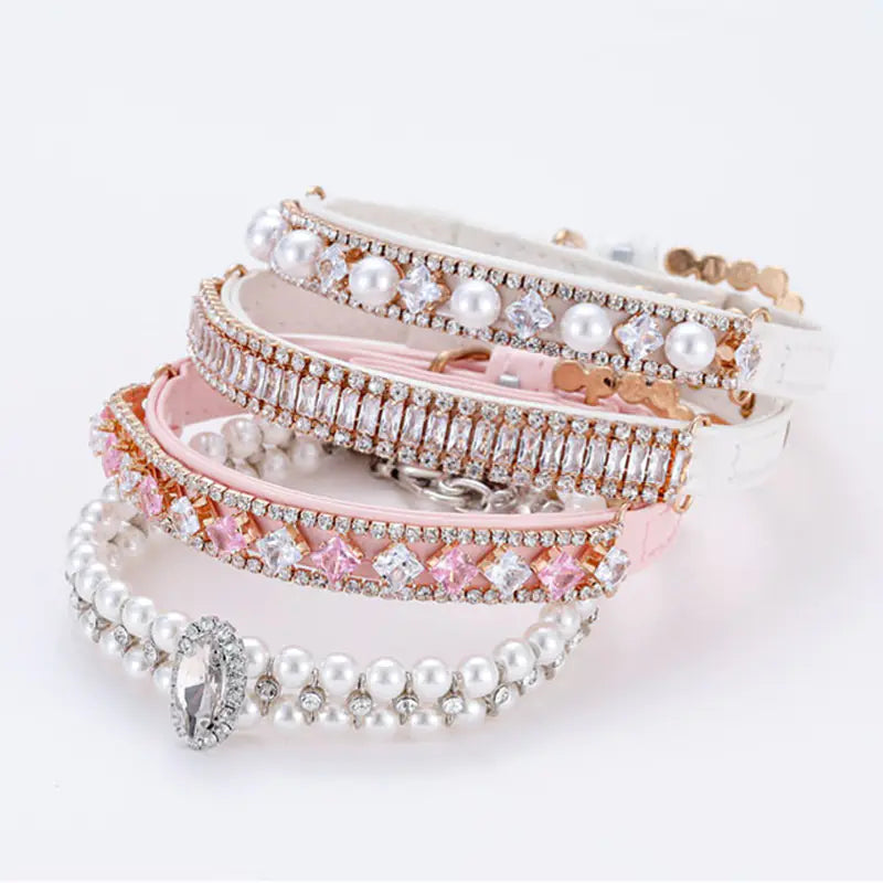 Pearl & Rhinestone Dog Collar