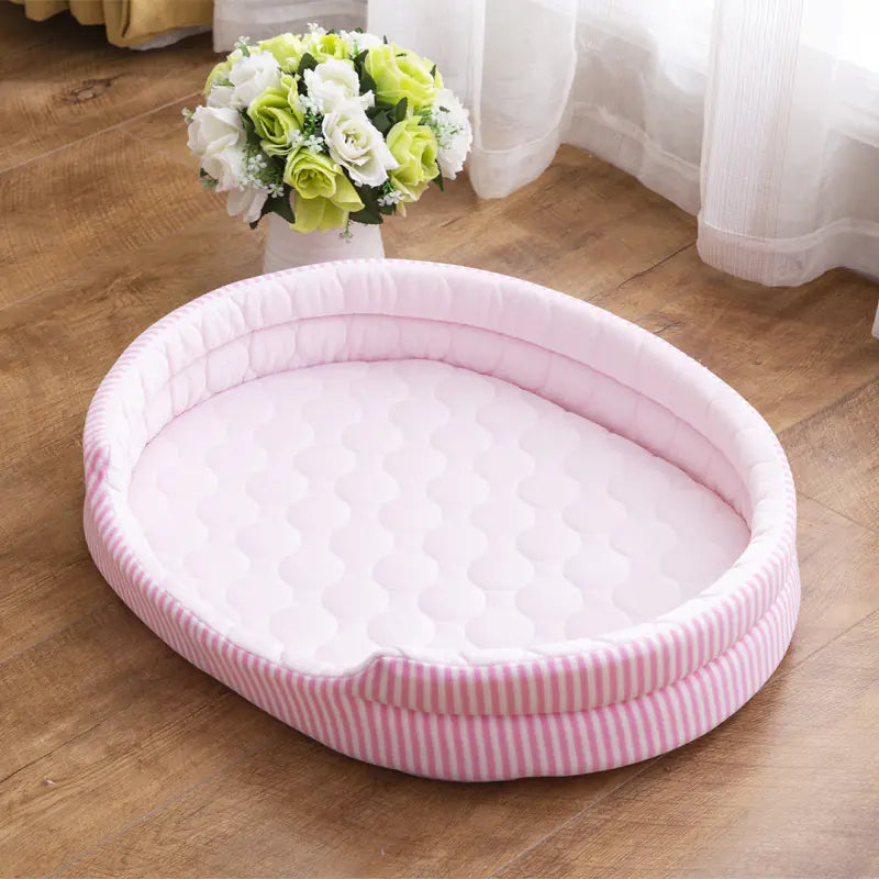 Cooling Pet Bed with Ice Silk Mat for All Seasons
