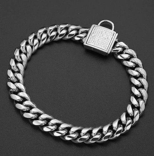 Link Dog Collar with Lock Buckle