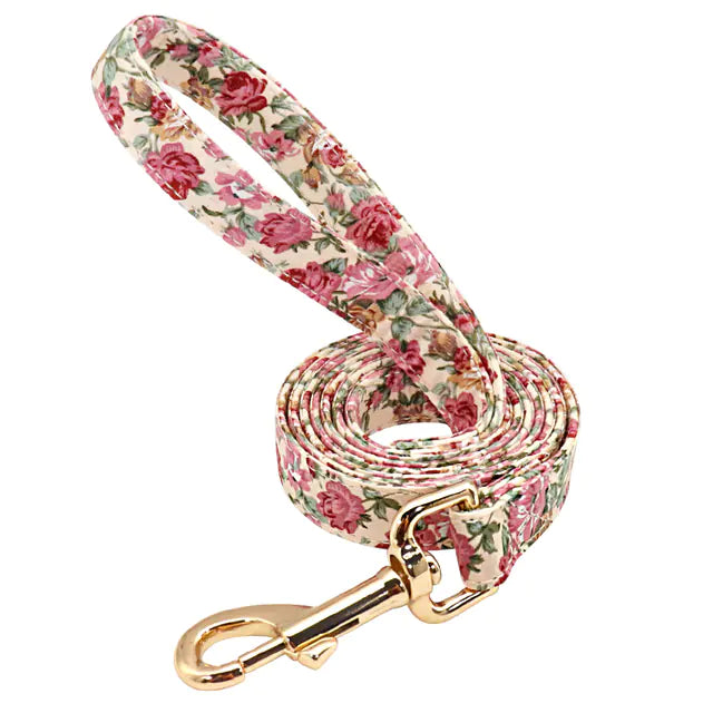Personalized Floral Dog Collar and Leash Set for Dogs