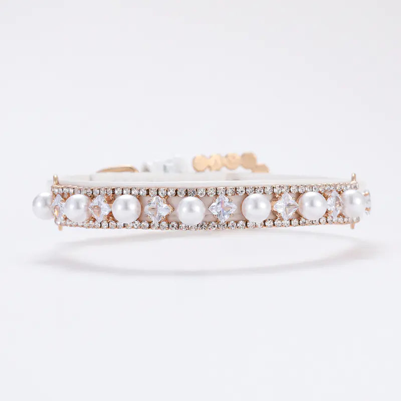 Pearl & Rhinestone Dog Collar