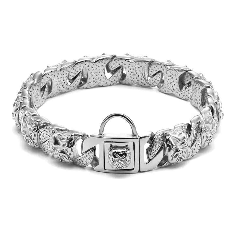 Steel Dog Collar with Bull Dog Links