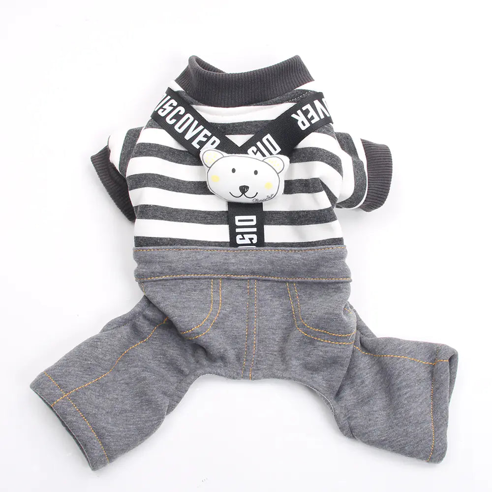 Casual Striped Strap Pants for Small Dogs