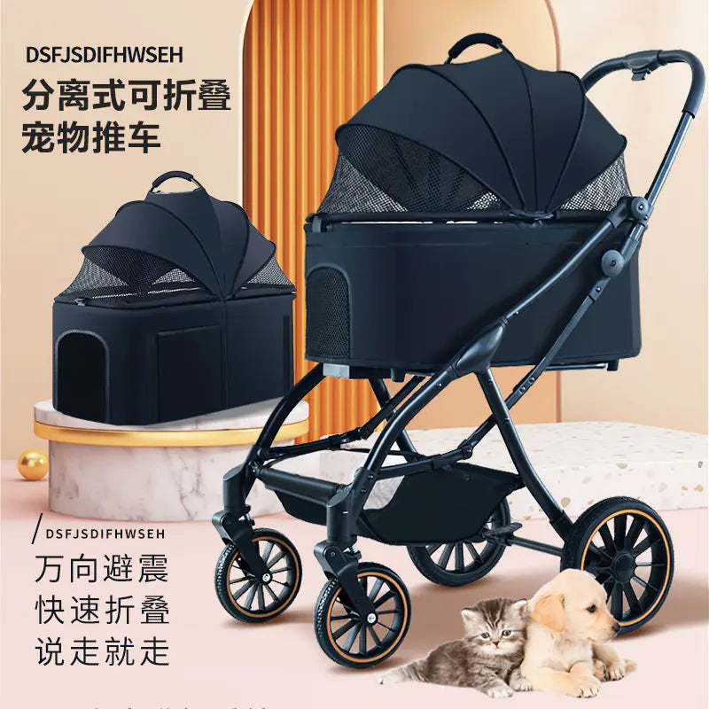 Automatic Folding Pet Stroller for Small Dogs and Cats