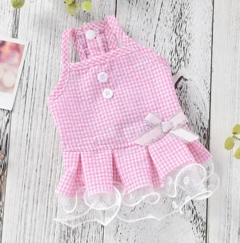 Plaid Pet Dress for Dogs and Cats (One Piece)