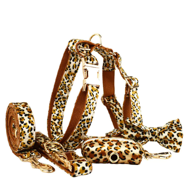 Leopard Print Dog Leash and Collar Set