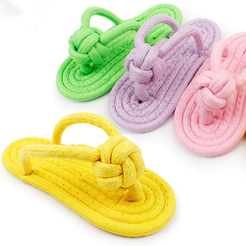 Cotton Rope Chew Toy for Dogs - Teeth Cleaning Slippers