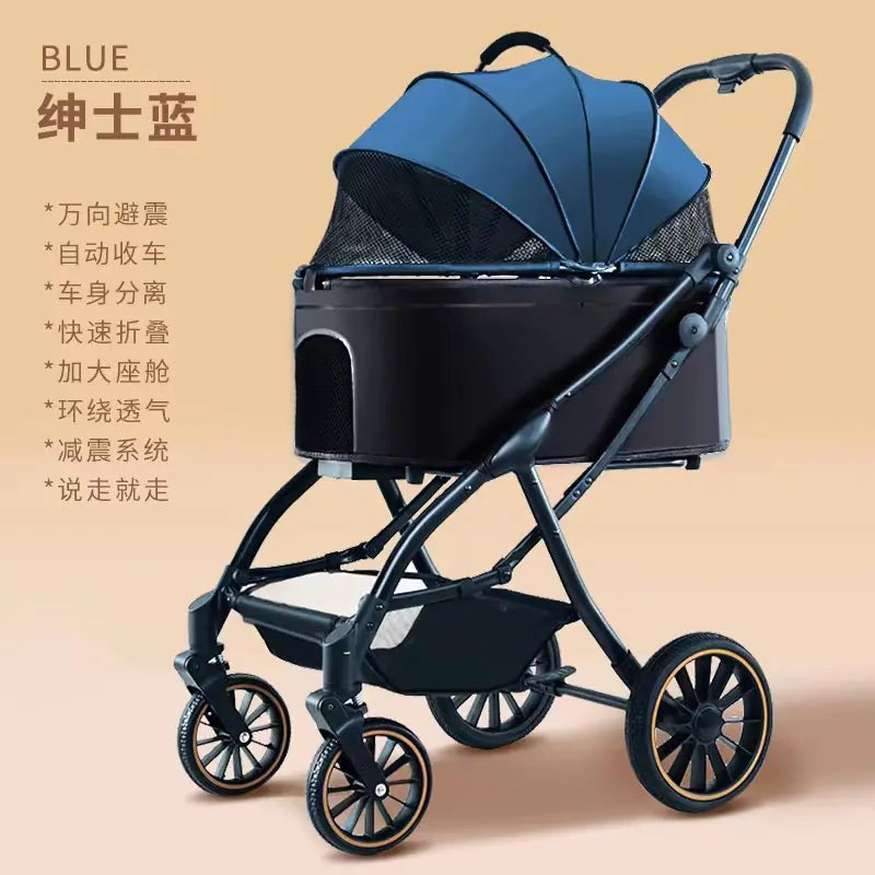 Automatic Folding Pet Stroller for Small Dogs and Cats