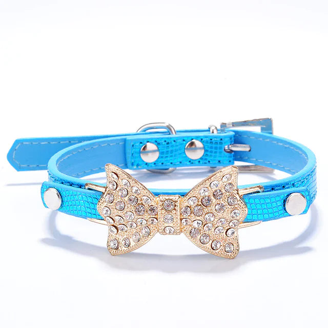 Bow & Rhinestone Dog Collar