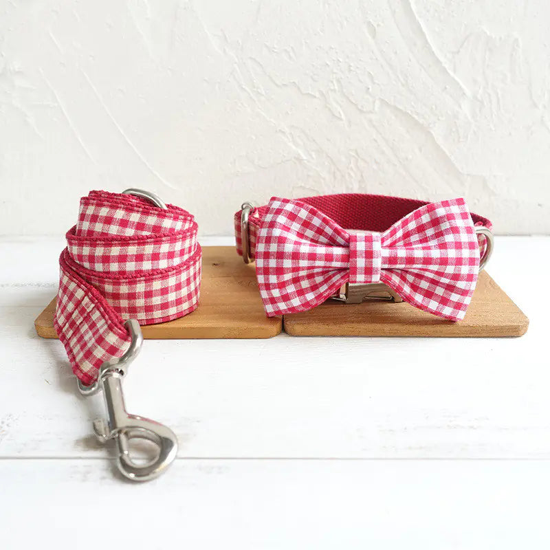 Pet Collar with Bow Tie and Leash Set