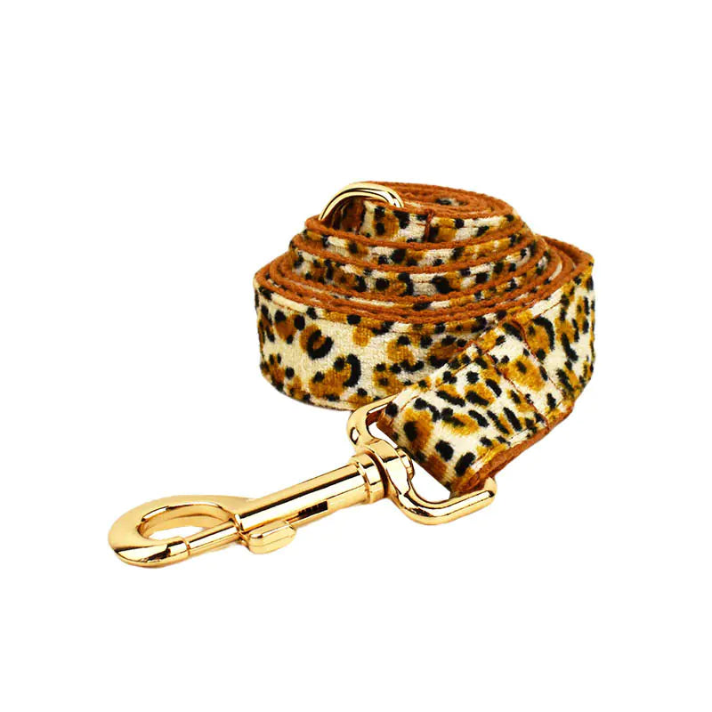 Leopard Print Dog Leash and Collar Set