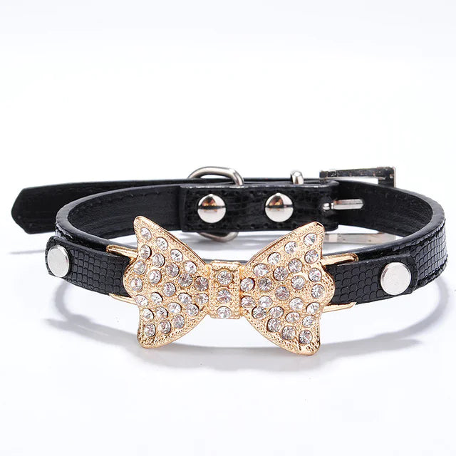 Bow & Rhinestone Dog Collar