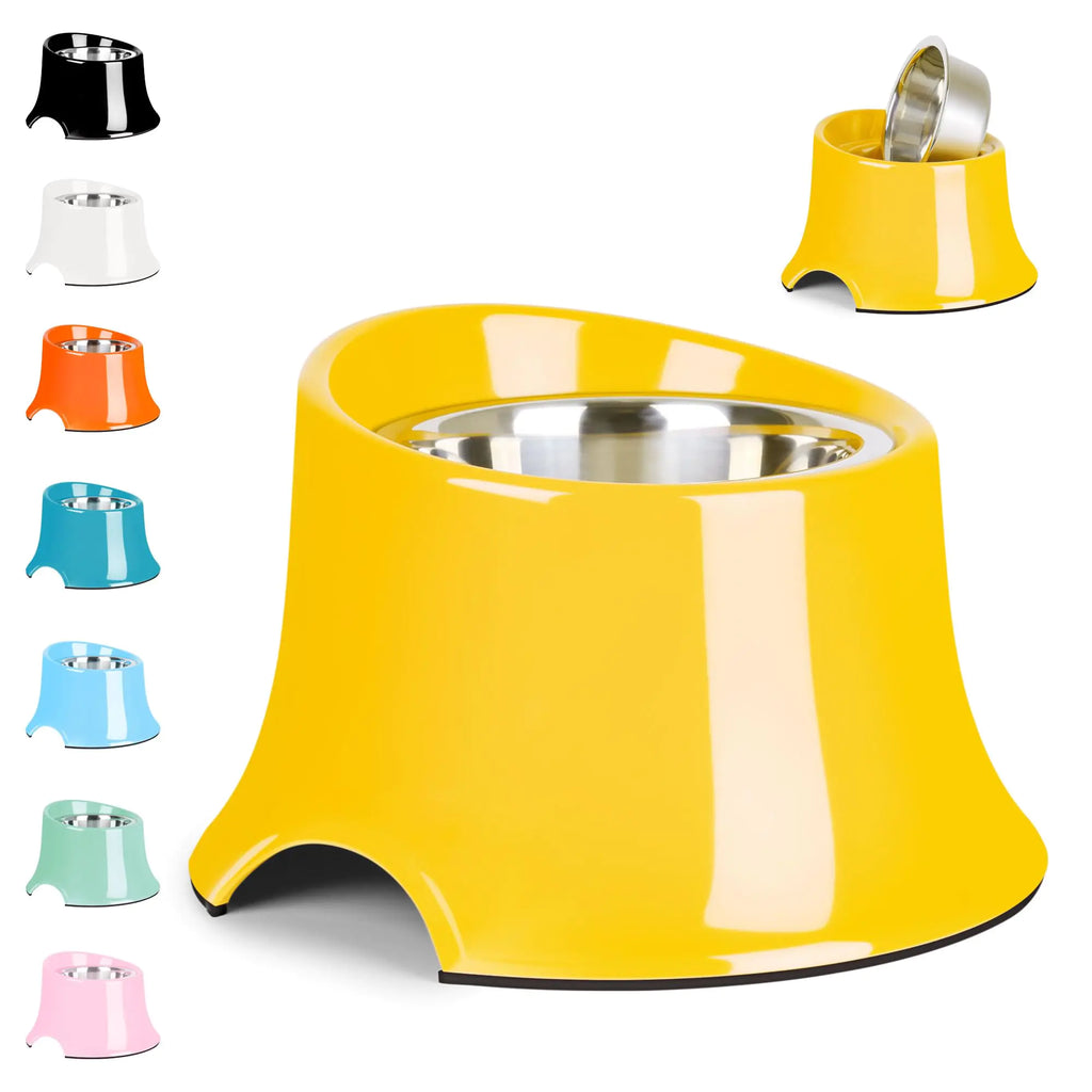 Petvillage Dog BowlsNon-Slip with Elevated Dog Bowls High Capacity Tilted Dog Bowl Dog Bowls for Small Size Dogs S/1 Cup Yellow