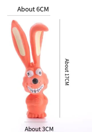 Chewable Latex Dog Toy - Squeaky Playful Bunny