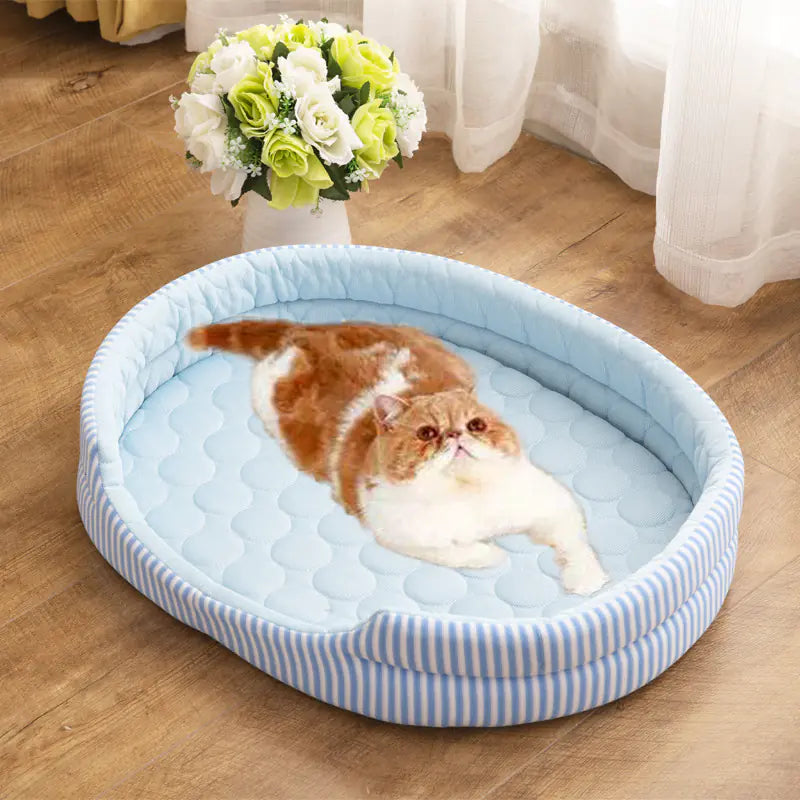 Cooling Pet Bed with Ice Silk Mat for All Seasons