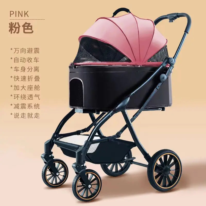Automatic Folding Pet Stroller for Small Dogs and Cats
