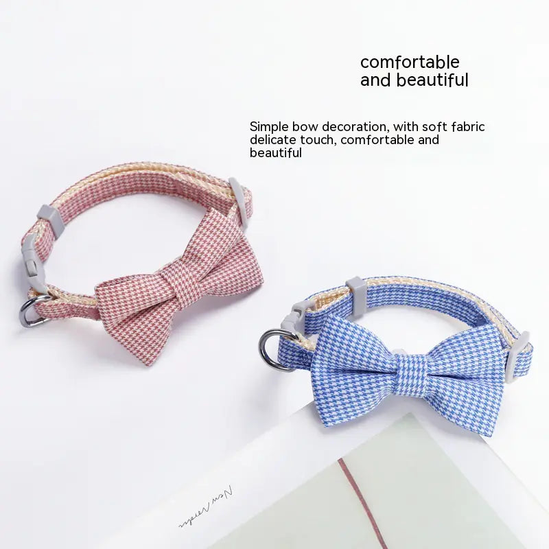 Houndstooth Bow Pet Collar for Dogs