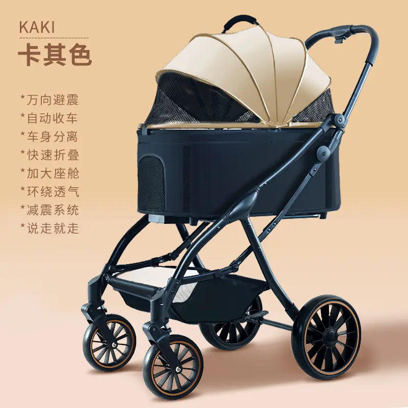 Automatic Folding Pet Stroller for Small Dogs and Cats