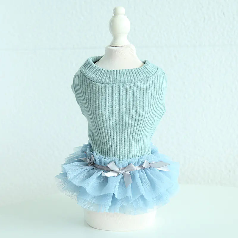 Powder Blue Wool Skirt for Pets