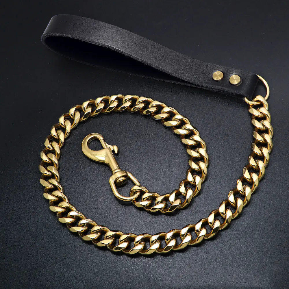 Gold Cuban Link Dog Leash