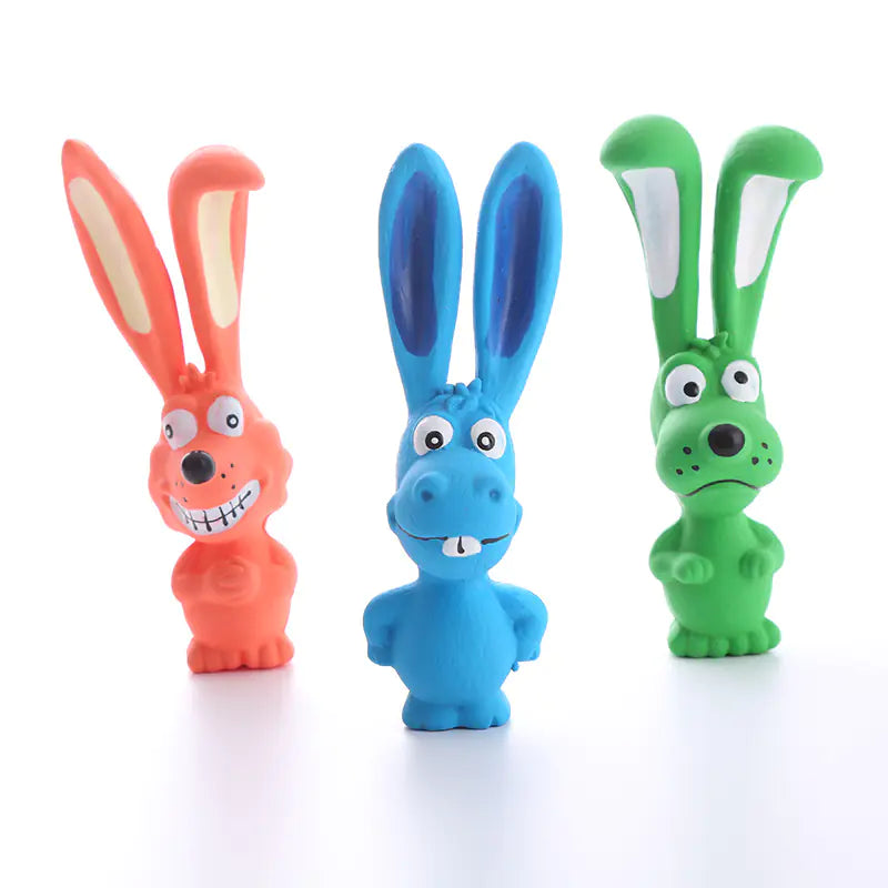 Chewable Latex Dog Toy - Squeaky Playful Bunny