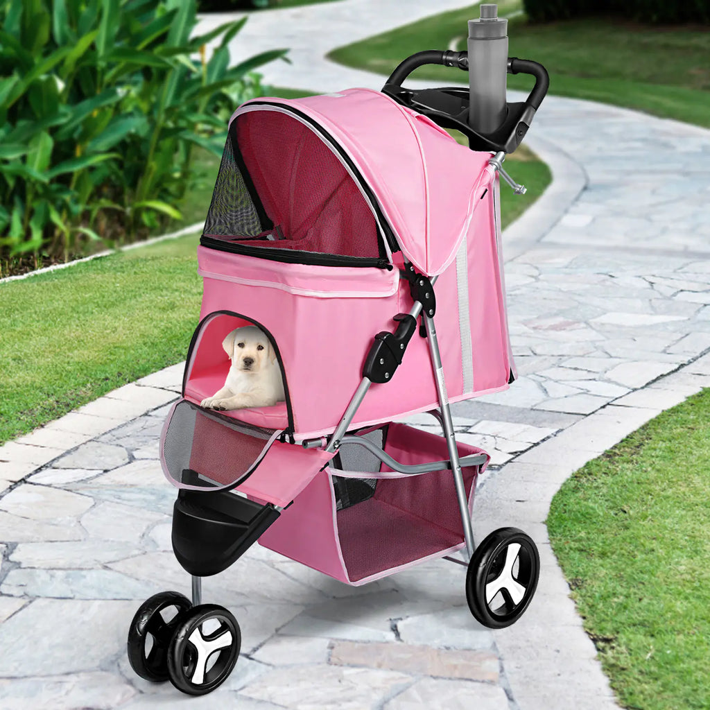Foldable Outdoor Pet Stroller for Dogs and Cats