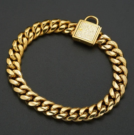 Link Dog Collar with Lock Buckle