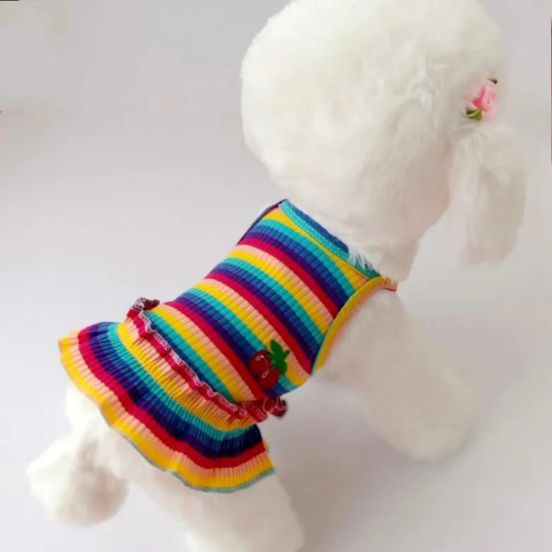Pet Color Striped Cherry Princess Dress for Pets