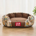 Thick Plush Winter Warm Printed Canvas Pet Nest