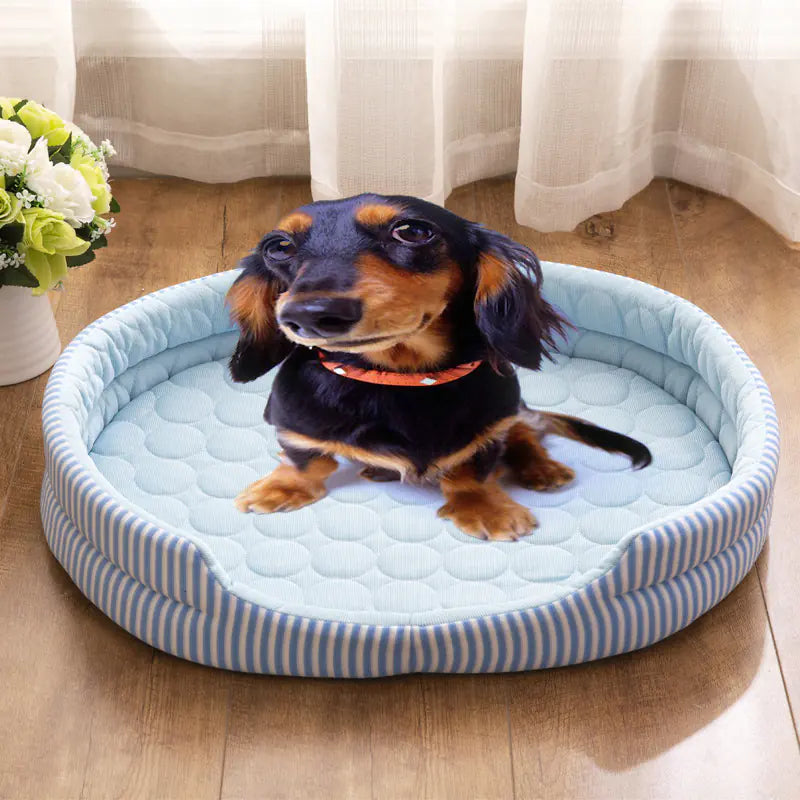 Cooling Pet Bed with Ice Silk Mat for All Seasons