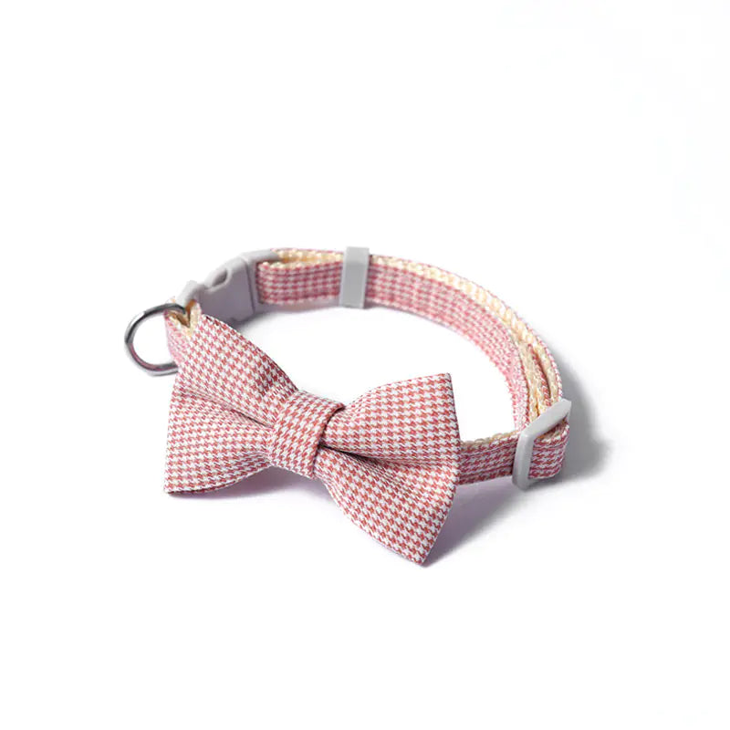 Houndstooth Bow Pet Collar for Dogs