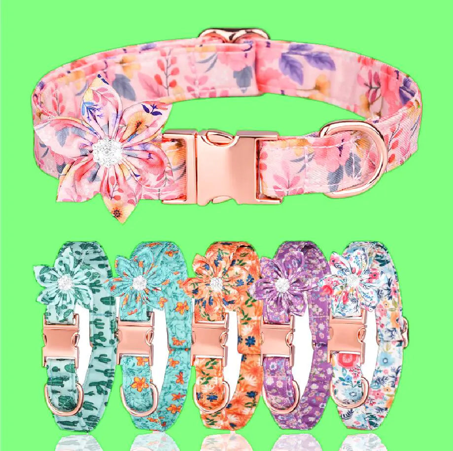 Detachable Hexapetalous Flowers Dog Collar