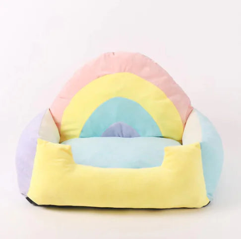 Rectangular Rainbow Pet Bed for Cats and Small Dogs