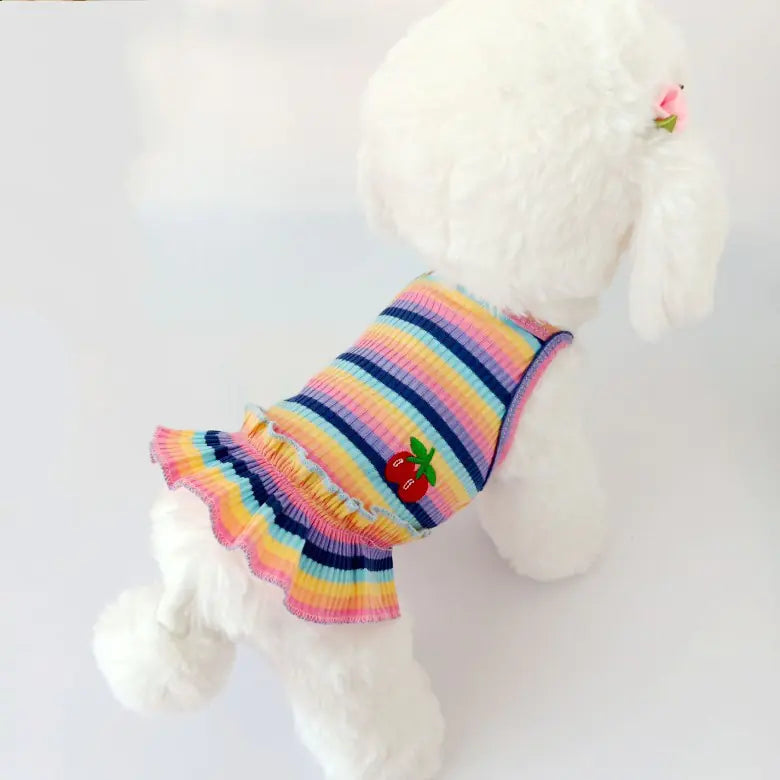 Pet Color Striped Cherry Princess Dress for Pets
